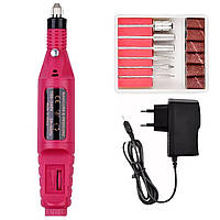 Портативний рожевий фрезер (міні ручка) на 13000 об./хв., 9 Вт. для домашнього манікюру