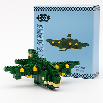 Конструктор Magic Blocks "Бомбордиро крокодило", 560 деталей / Іграшки Bombardiro Crocodilo / Дитячий конструктор літак