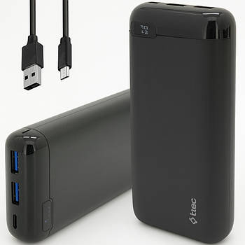 Повербанк із швидкою зарядкою, 20000мАг, 20W (2*USB + Type-C) Ttec Q20 / Powerbank / Павербанк / УМБ