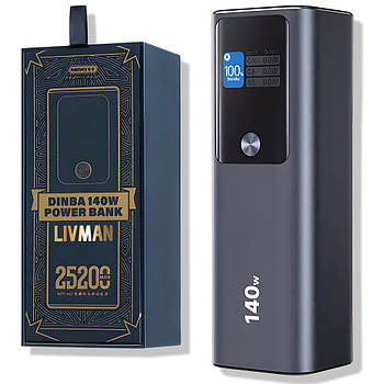 Повербанк 25200mAh, PD 140W+QC 22,5W, Remax RPP-662 / Павербанк із швидкою зарядкою / Зовнішній портативний акумулятор