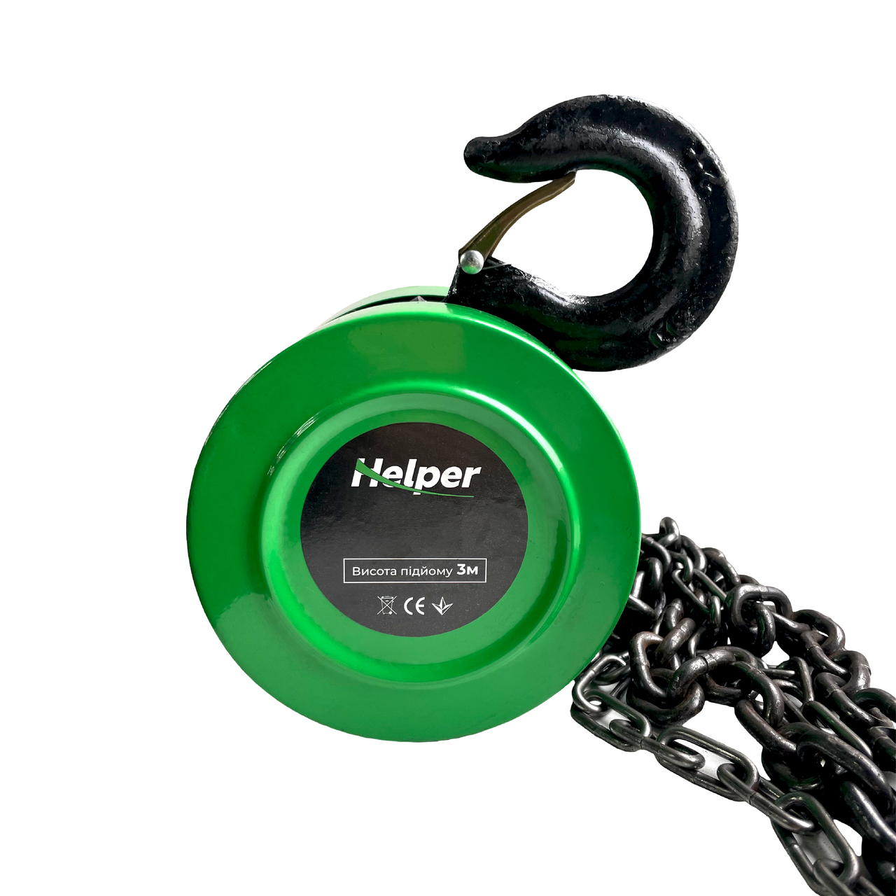 Таль ланцюгова механічна 1т 3м Helper HP-1011 потужна будівельна таль ланцюговий підйомник, фото 1
