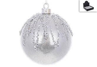 Новорічна іграшка на ялинку куля 8см срібло BonaDi 182-193