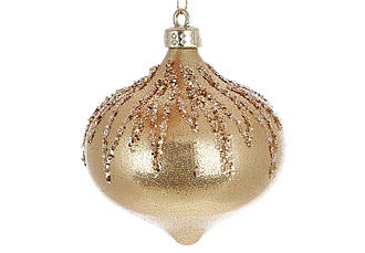 Новорічна іграшка на ялинку 8см золото BonaDi 182-221