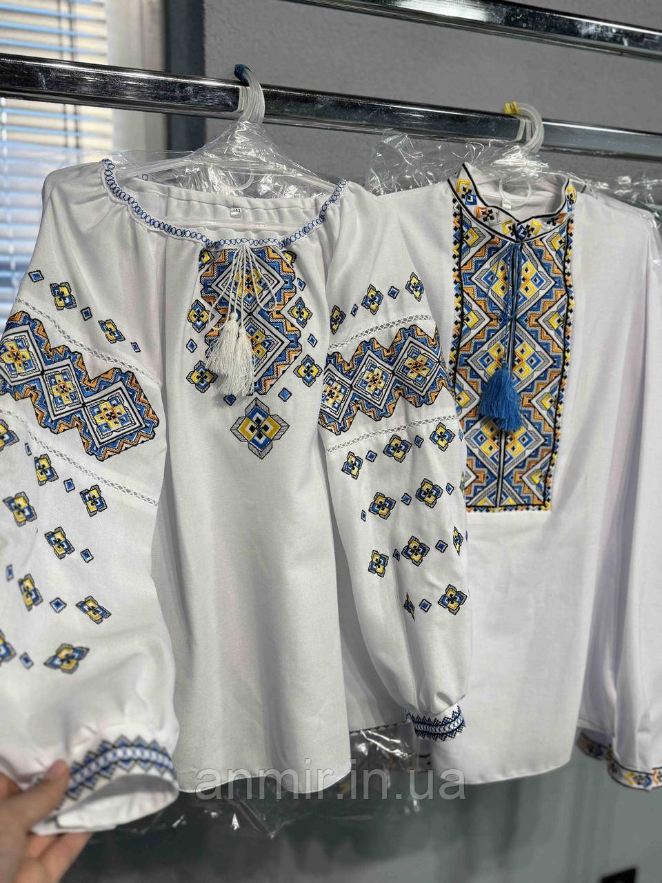 Блузка-вишиванка підліткова льон для дівчинки 12-14 років, білого кольору