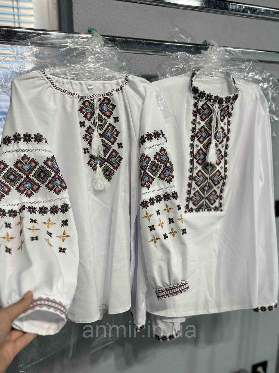 Блузка-вишиванка підліткова льон для дівчинки 12-14 років,  білого кольору