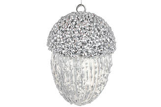 Новорічна іграшка на ялинку жолудь 12см срібло BonaDi 182-295