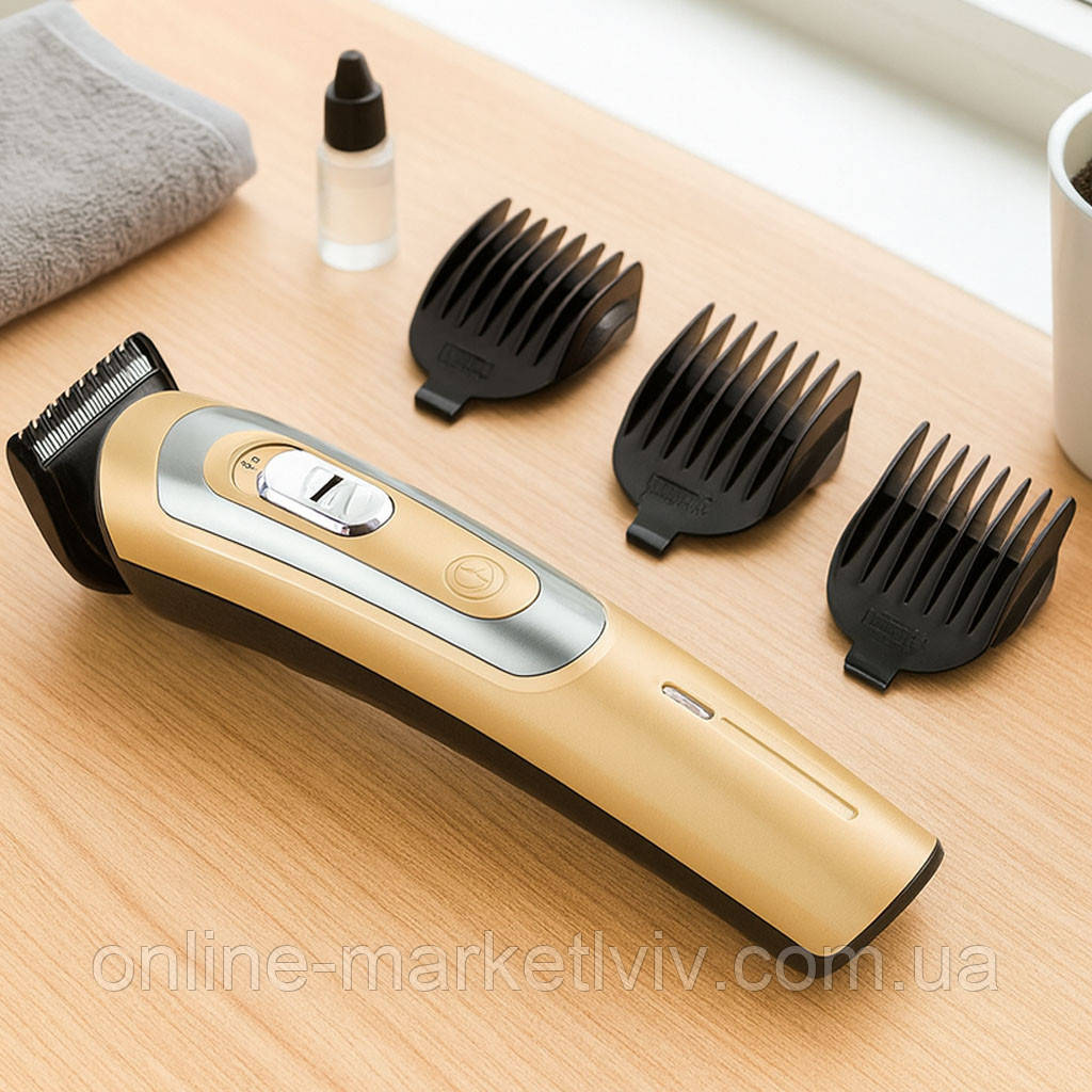 Машинка для стрижки волосся з акумулятором GM 6112, Золотистий / Тример для волосся / Ручна машинка для стрижки, фото 1