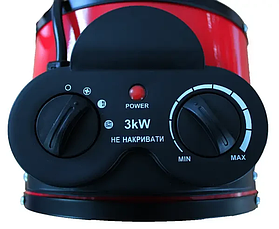 Обігрівач електричний Grunhelm РТС-3000R керамічний нагрівальний елемент 2 системи нагрівання 1500*3000 Вт Червоний, фото 3