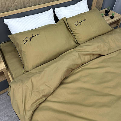 Комплект постільної білизни Сатин,  Двоспальний 180х220 Шамуа (88-135)