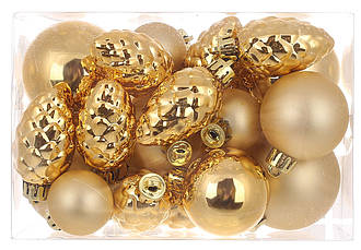 Новорічна іграшка на ялинку 25шт золото BonaDi 47-171