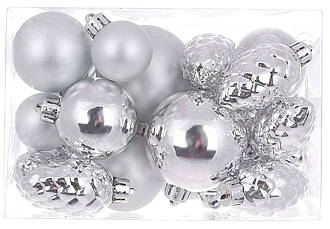 Новорічна іграшка на ялинку 25шт срібло BonaDi 47-172