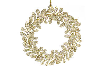 Новорічна іграшка на ялинку вінок 14см золото BonaDi 788-271