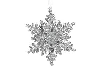Новорічна іграшка на ялинку сніжинка 11см срібло BonaDi 788-757