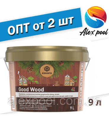Eskaro Good Wood Антисептик 9 л - на масляній основі призначений для дерев'яних фасадів і зрубів