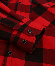 Чоловіча сорочка на флісі з капюшоном у клітинку червоний XL, фото 5