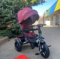 Велосипед-коляска дитяча триколісна T-400 Neo від фірми Crosser, з батьківською ручкою, червона