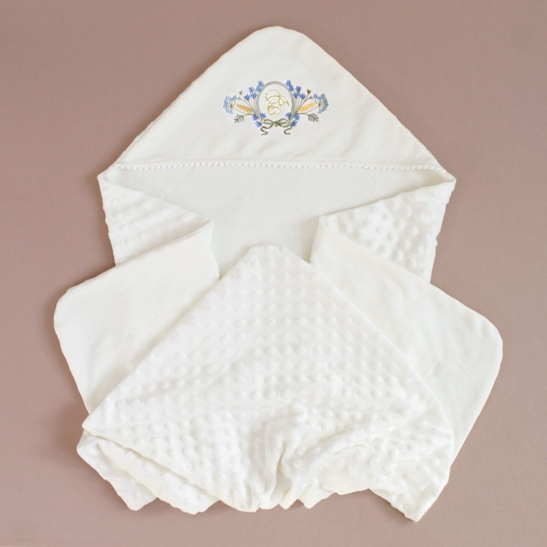 Тепла крижма для хрещення з мінкі плюшу Розмай, фото 1