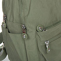 Рюкзак міський жіночий зелений маленький тканинний два відділи та кишені на блискавках Jielshi 5293, фото 3