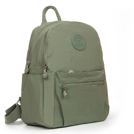 Рюкзак міський жіночий зелений маленький тканинний два відділи та кишені на блискавках Jielshi 5293, фото 1