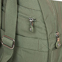 Рюкзак міський жіночий зелений маленький тканинний два відділи та кишені на блискавках Jielshi 5293, фото 4