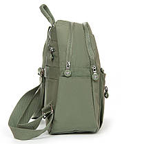 Рюкзак міський жіночий зелений маленький тканинний два відділи та кишені на блискавках Jielshi 5293, фото 5