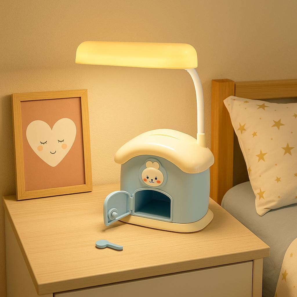 Настільна лампа з скарбничкою Будинок, від USB / Світлодіодна лампа скарбничка / Настільний нічник, фото 1