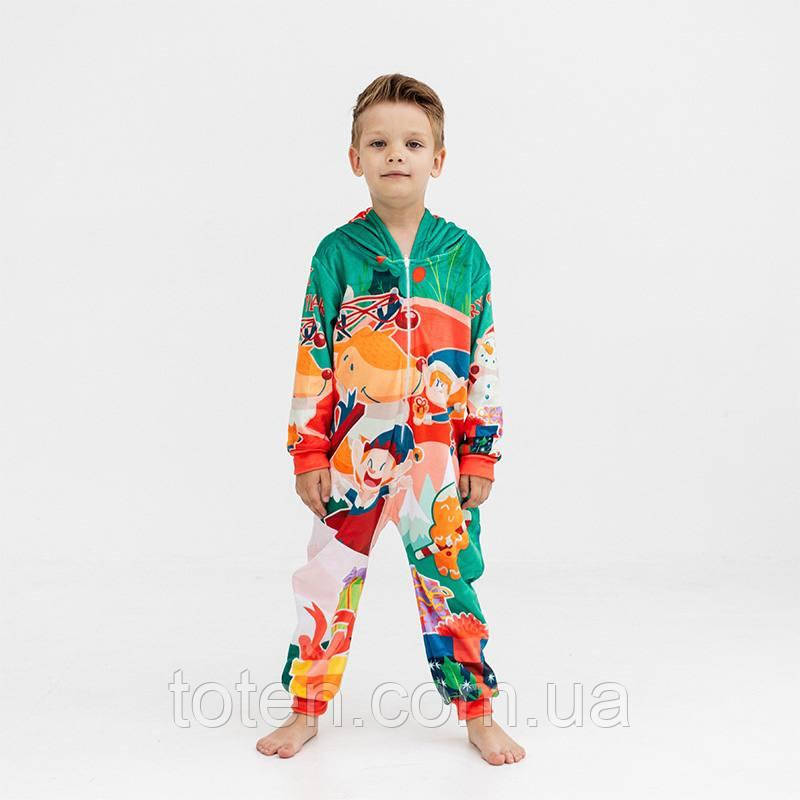 Кігурумі дитячий піжама плюшевий велюр Новорічні Веселощі на зріст 152 см, фото 1