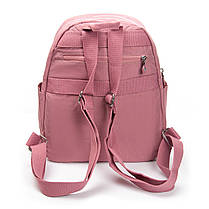 Рюкзак міський жіночий рожевий маленький тканинний два відділи та кишені на блискавках Jielshi 5293, фото 3