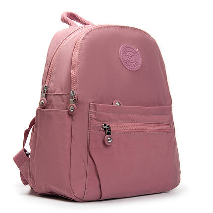 Рюкзак міський жіночий рожевий маленький тканинний два відділи та кишені на блискавках Jielshi 5293, фото 1