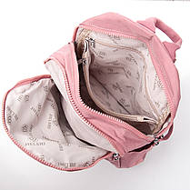 Рюкзак міський жіночий рожевий маленький тканинний два відділи та кишені на блискавках Jielshi 5293, фото 5