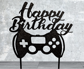 Топер у торт "Happy birthday", 14 см, пластик