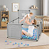 Манеж дитячий Nelino Сірий 126х126х62 см Великий манеж для дітей Ігровий манеж для малюка, фото 4