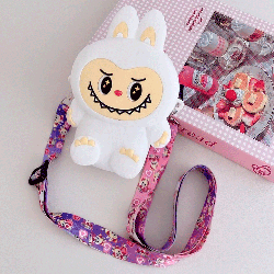 Силіконова сумка-гаманець Лабубу (17х14х4см), Біла / Дитяча міні сумочка на ремінці