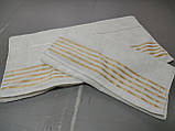 Махровий рушник комплект 50*90 см /70*140 см, білий з золотими смужками, фото 2