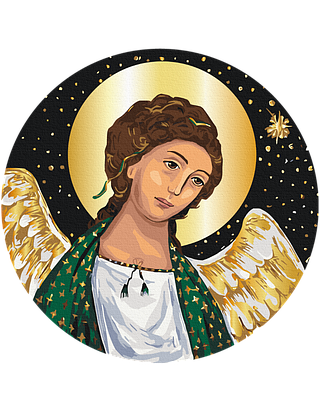 Картина за номерами кругла 40 см. Вартовий Небес з фарбами металік © Каріна Зіміна RC00083L