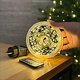 Гірлянда Роса 200 метрів від мережі світлодіодна гірлянда нитка 2000 LED теплого білого кольору на зеленому дроті з пультом, фото 5