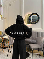 Жіночий осінній базовий теплий костюм прогулянковий CULTURE двійка кофта худі штани палаццо на манжеті тринитка на флісі