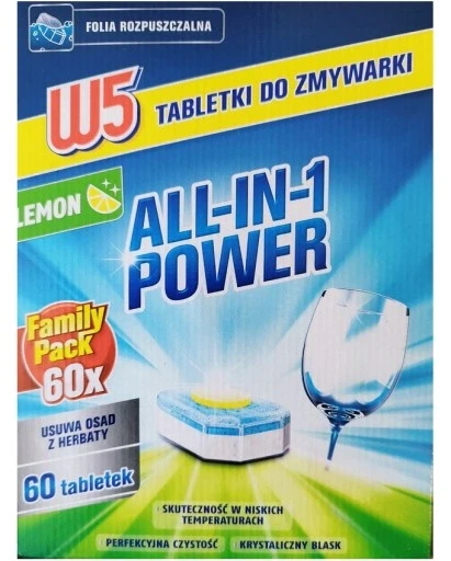 Сімейне паковання таблеток для посудомийної машини 60 шт. LEMON W5, фото 1