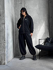 Жіночий базовий прогулянковий теплий осінній костюм alo на флісі кофта худі на блискавці штани манжет тринитка на флісі