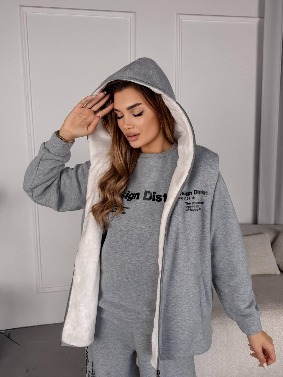 Теплий костюм трійка кольору меланж, фото 1