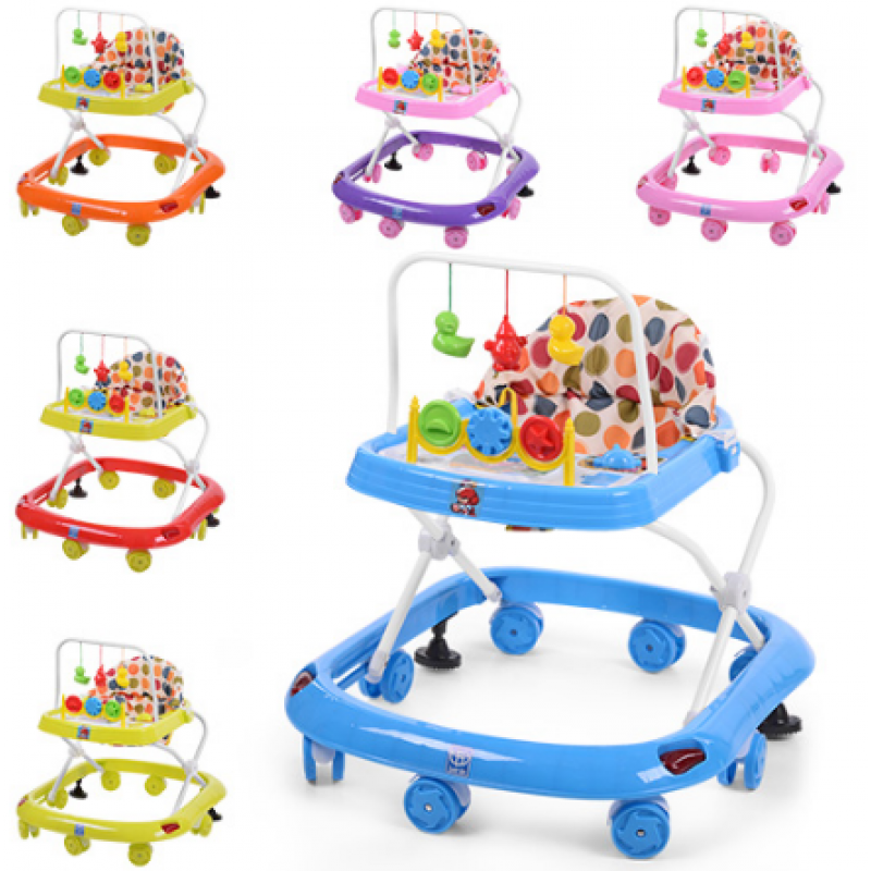 Дитячі ходунки дуга з підвісками, музичні, світяться, колеса 8 штук, 2 стопори, фото 1
