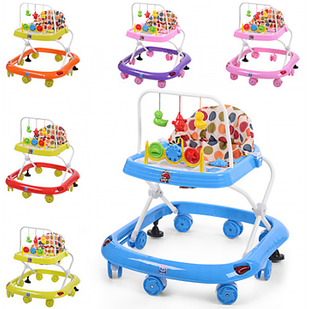 Дитячі ходунки дуга з підвісками, музичні, світяться, колеса 8 штук, 2 стопори