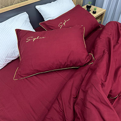 Комплект постільної білизни Сатин, Євро 200х230 Бордовий (88-160)