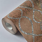 Шпалери вінілові на флізеліні 0.53 × 10.05 м Marburg 58120, цегляний з сірим для спальні, вітальні, кабінету, фото 3