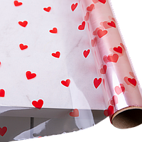 Плівка прозора 0,7х5 м "Червоні сердечка"