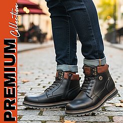 Зимові чоловічі черевики шкіряні на замку, чоловічі зимові черевики на повну широку ногу (код:KR-бот новий-чк)