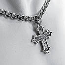 Срібна цепочка з хрестиком чоловіча. Освячений срібний хрестик і ланцюг бісмарк. Довжина 55 см, фото 6