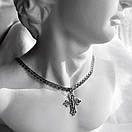 Срібна цепочка з хрестиком чоловіча. Освячений срібний хрестик і ланцюг бісмарк. Довжина 55 см, фото 9