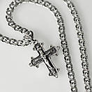 Срібна цепочка з хрестиком чоловіча. Освячений срібний хрестик і ланцюг бісмарк. Довжина 55 см, фото 10