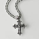 Срібна цепочка з хрестиком чоловіча. Освячений срібний хрестик і ланцюг бісмарк. Довжина 55 см, фото 8